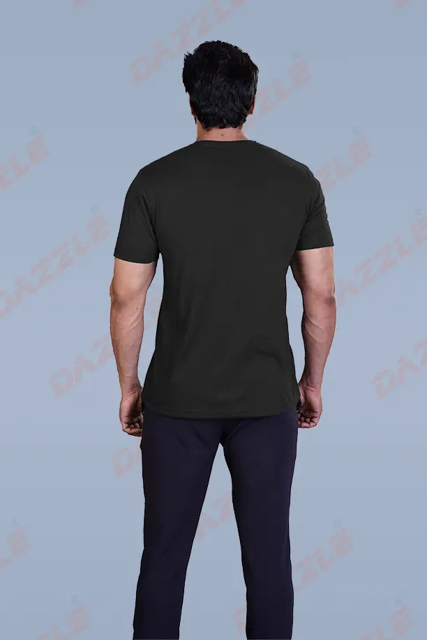 PRINTED ROUND NECK T-SHIRT PRINT-SUPER DAD-BLACK