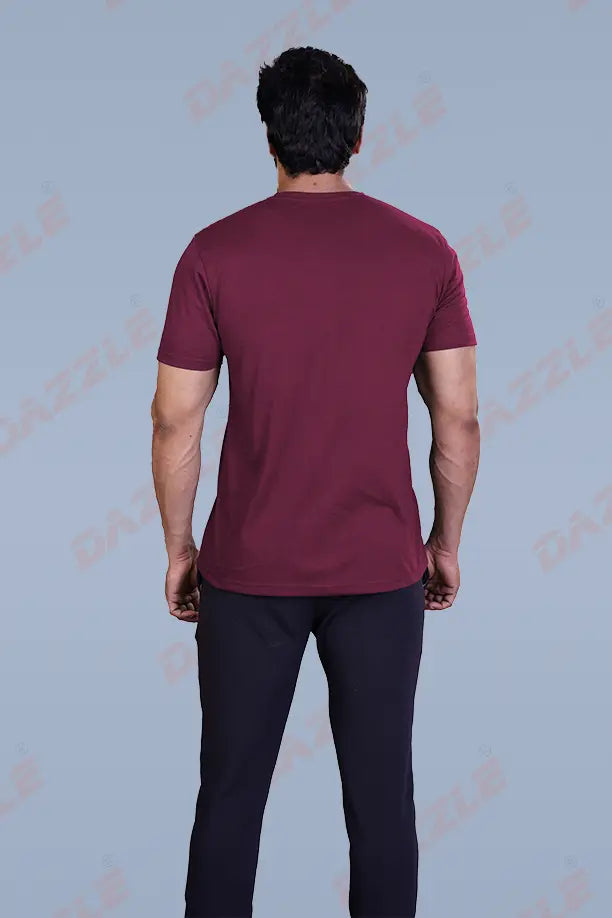PRINTED ROUND NECK T-SHIRT PRINT - STAY WILD - ITALIAN PLUM
