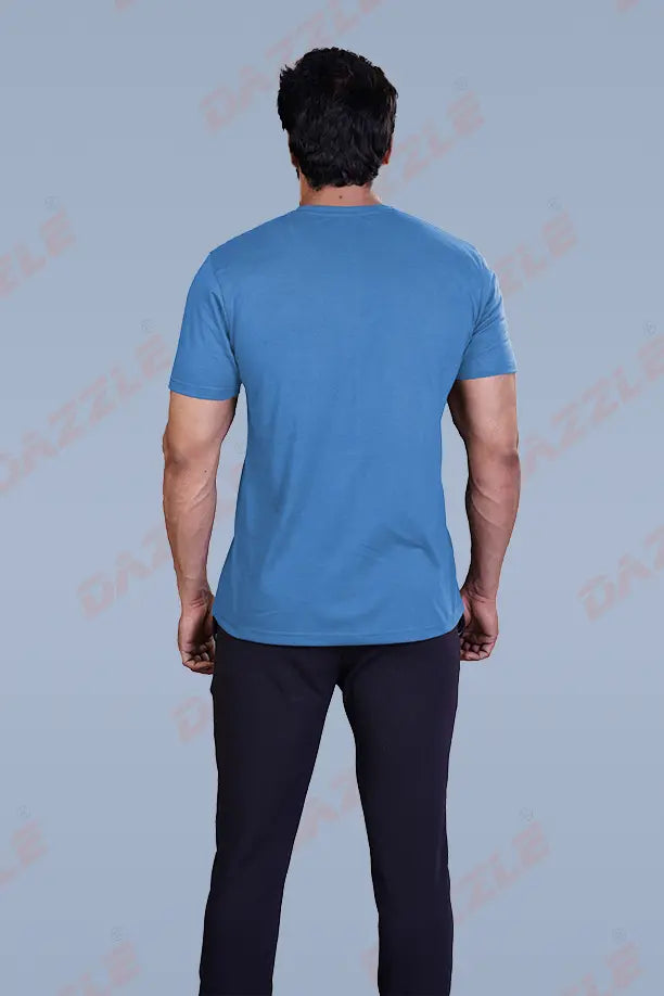 PRINTED ROUND NECK T-SHIRT PRINT - LIVE MUSIC - BLUE GREY