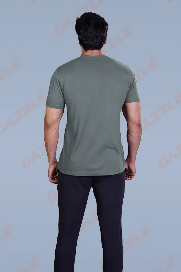 PRINTED ROUND NECK T-SHIRT PRINT-1967-DARK GREY