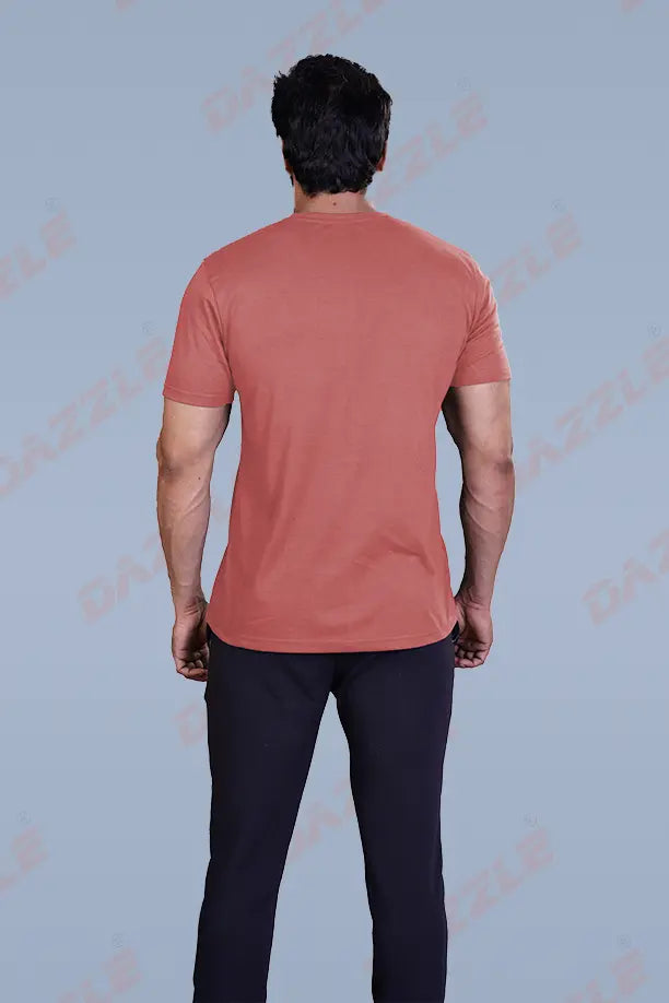 PRINTED ROUND NECK T-SHIRT PRINT - STAY WILD-BRICK RED