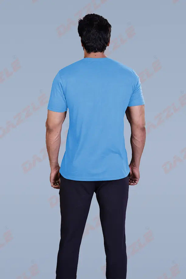 PRINTED ROUND NECK T-SHIRT PRINT - EAGLES-SKY BLUE