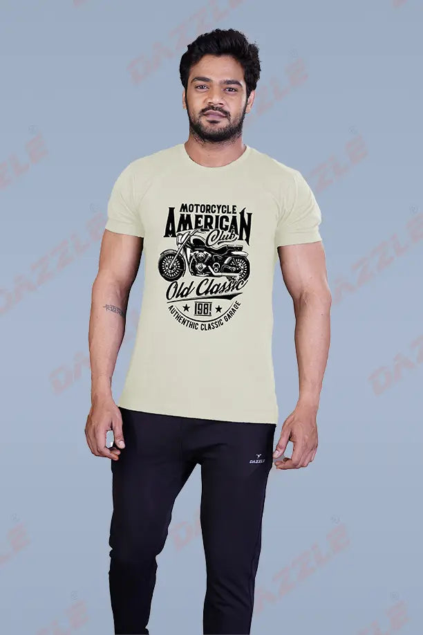 PRINTED ROUND NECK T-SHIRT PRINT - AMERICN 1981-LIGHT GREY