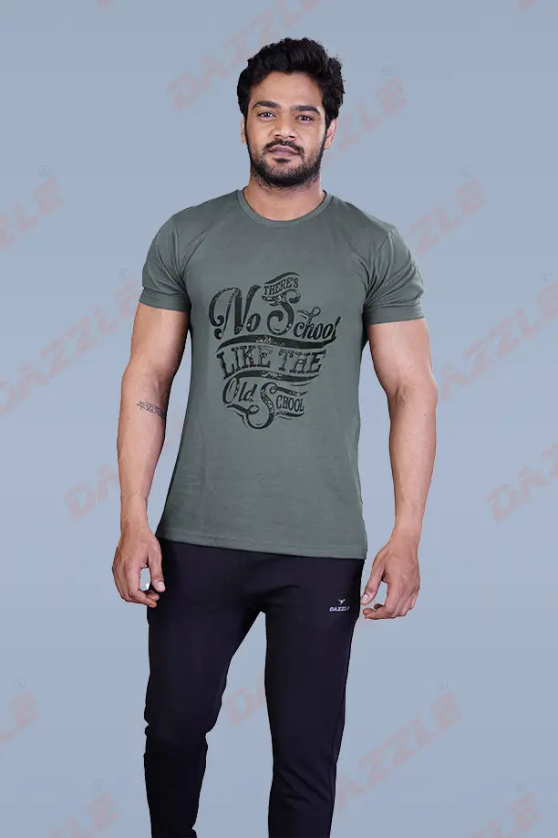 PRINTED ROUND NECK T-SHIRT PRINT - NO SCHOOL - DARK GREY