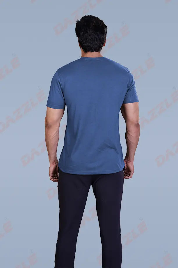 PRINTED ROUND NECK T-SHIRT PRINT - NYC1967 - NAVY BLUE