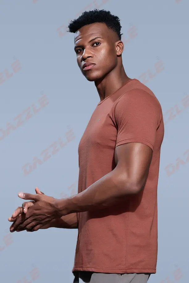 PC ROUND NECK T-SHIRT - BRICK RED
