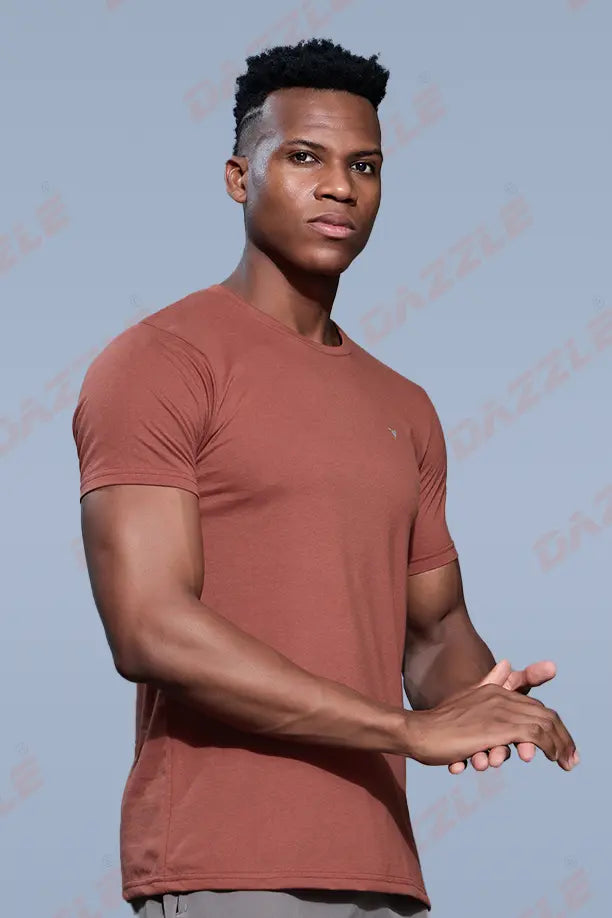 PC ROUND NECK T-SHIRT - BRICK RED