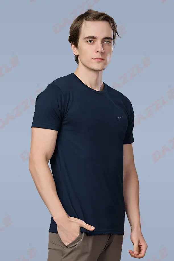 PC ROUND NECK T-SHIRT - NAVY BLUE