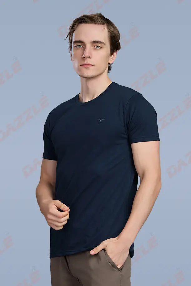 PC ROUND NECK T-SHIRT - NAVY BLUE