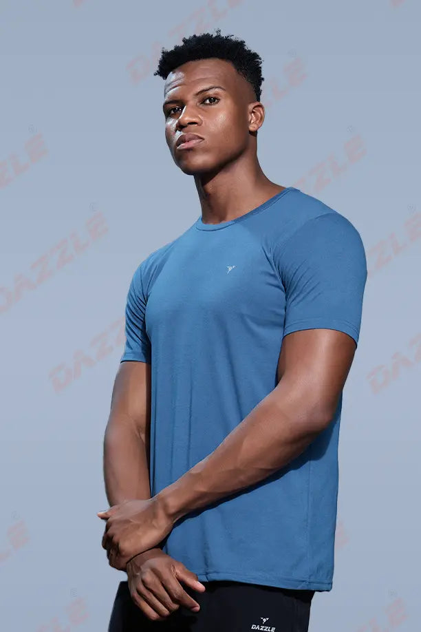 PC ROUND NECK T-SHIRT - BLUE GREY
