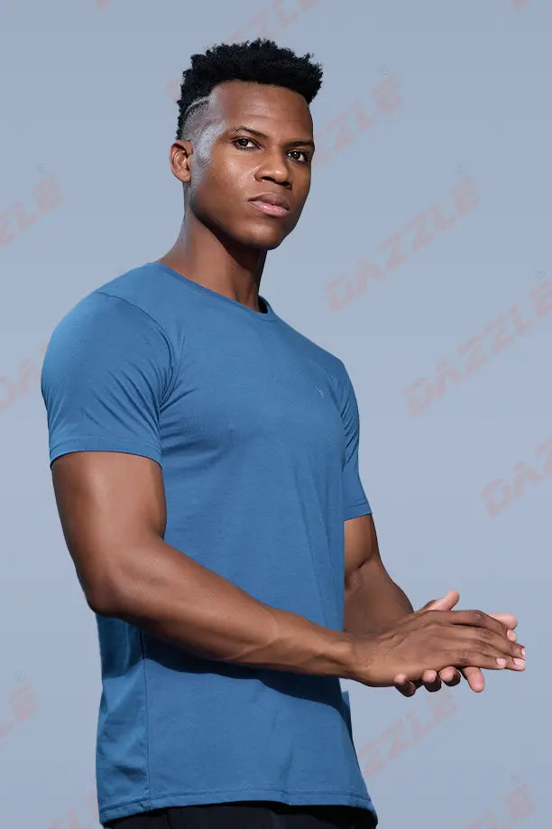 PC ROUND NECK T-SHIRT - BLUE GREY