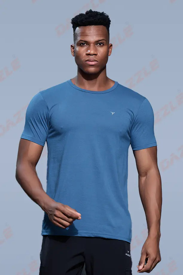 PC ROUND NECK T-SHIRT - BLUE GREY