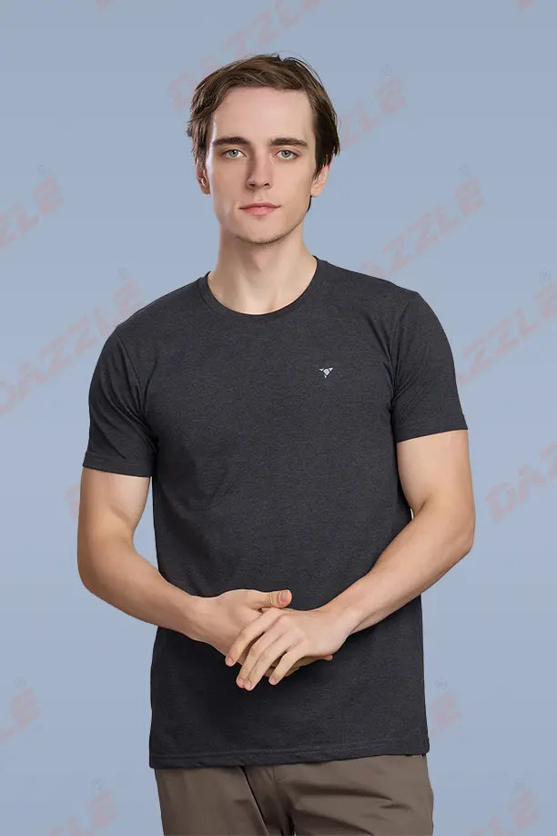 PC ROUND NECK T-SHIRT - MELANGE BLACK