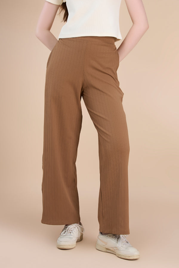 Women Textured Wide Leg Pants with COTEX