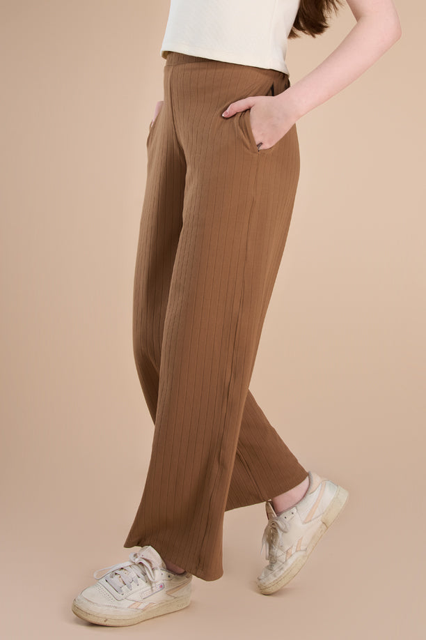 Women Textured Wide Leg Pants with COTEX