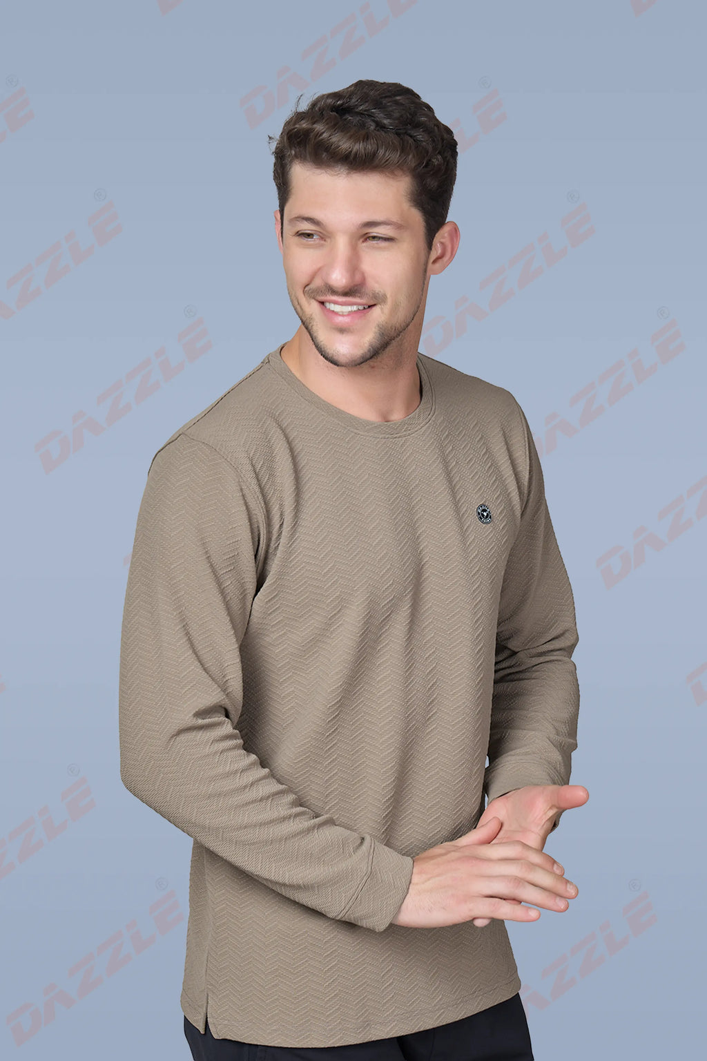 WAVE FULL SLEEVE TSHIRT- LIGHT BROWN
