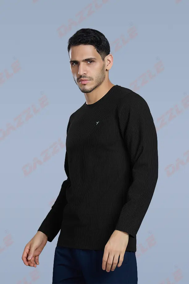 BOOST ROUND NECK FULL SLEEVE T SHIRT - BLACK