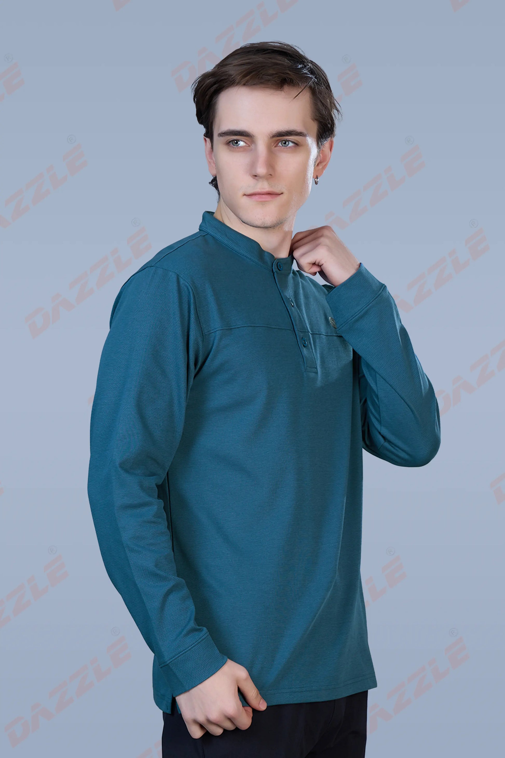 ATLAS FULL SLEEVES T-SHIRT - TEAL BLUE