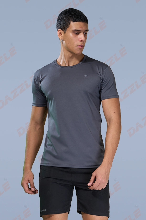 BUTTER LYCR R-NECK T-SHIRT - DARK GREY