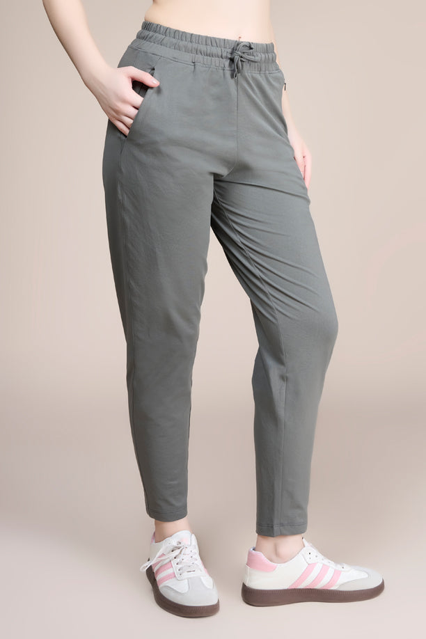 Women Solid Regular Fit Track Pants with COTEX