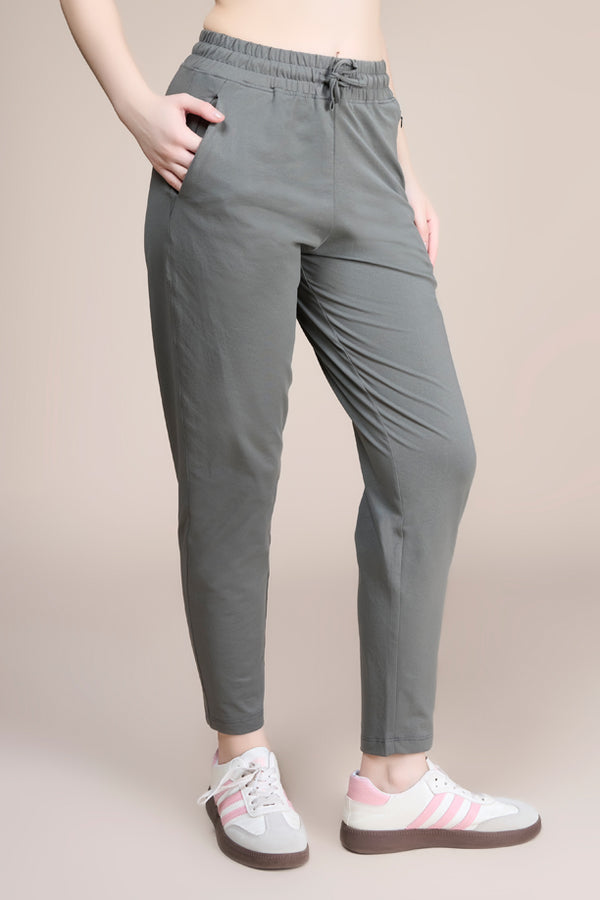 Women Solid Regular Fit Track Pants with COTEX