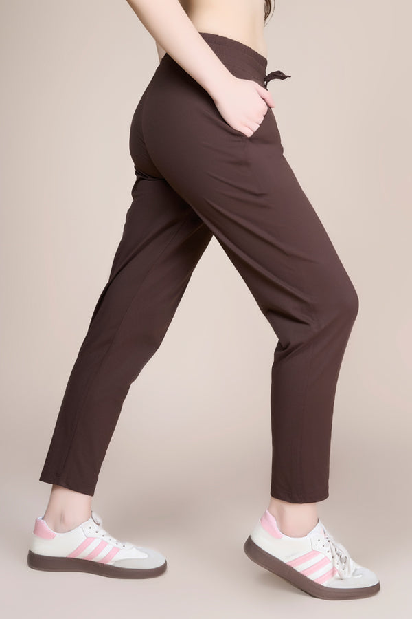 Women Solid Regular Fit Track Pants with COTEX