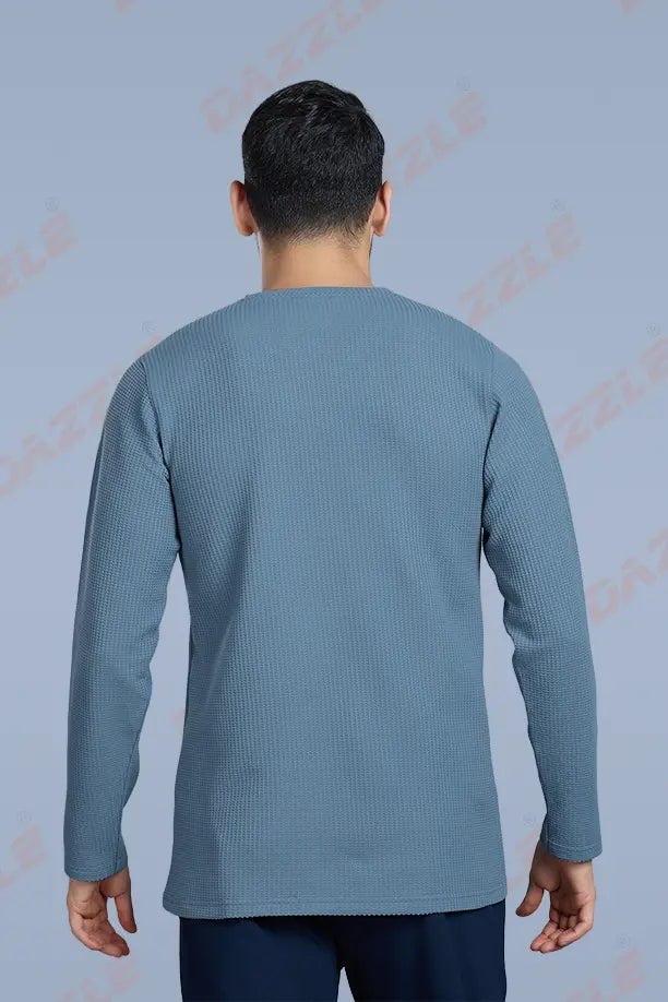 BOOST ROUND NECK FULL SLEEVE T SHIRT - CHINA BLUE