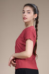 Women Textured Regular Fit Round Neck T-shirt with COOLEX