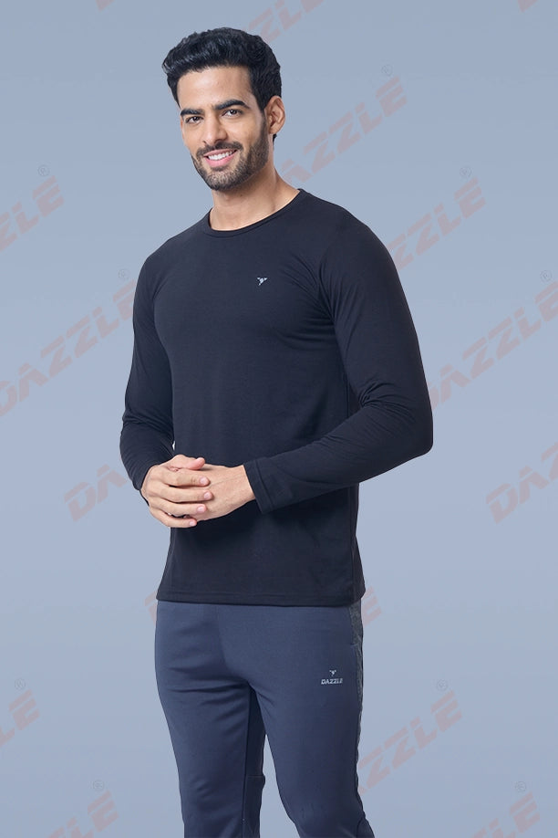 ROUND NECK T-SHIRT FULL SLEEVE (PC) - BLACK