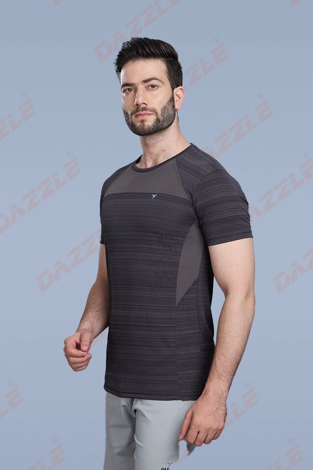 CRAZY FANCY ROUND NECK T-SHIRT - COFFEE