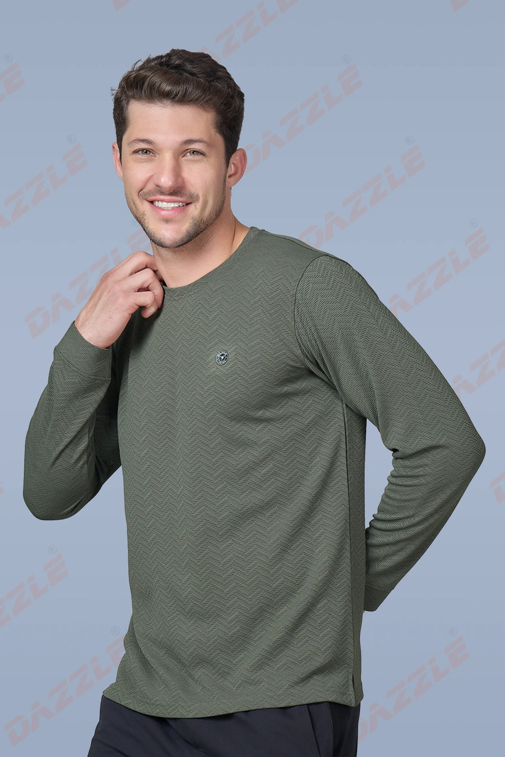 WAVE FULL SLEEVE TSHIRT- OLIVE GREEN
