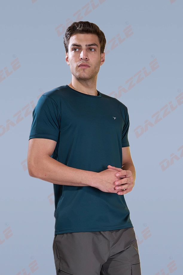 BUTTER LYCR R-NECK T-SHIRT - BOTTLE GREEN