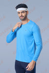 ROUND NECK FULL SLEEVES T- SHIRT - SKY BLUE