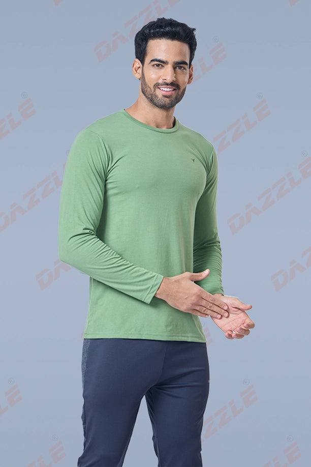 ROUND NECK FULL SLEEVES T- SHIRT - GREEN