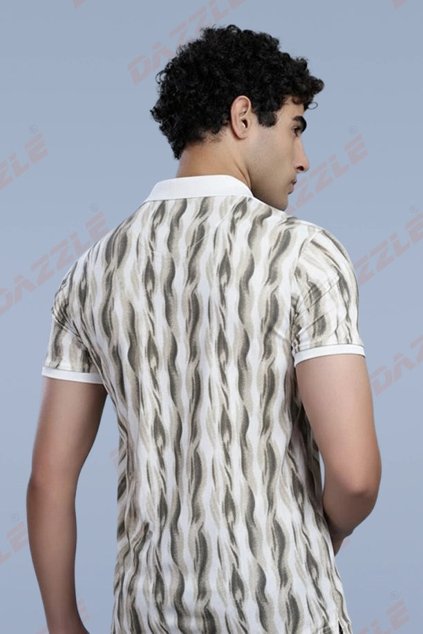 PRINTED MATTY T-SHIRT - WHITE GREY WAVY