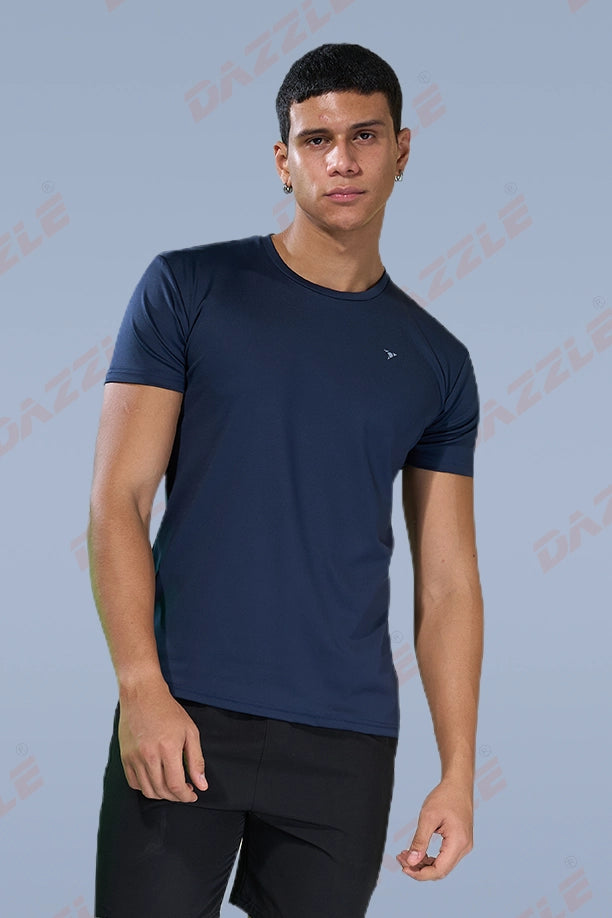 BUTTER LYCR R-NECK T-SHIRT - NAVY BLUE