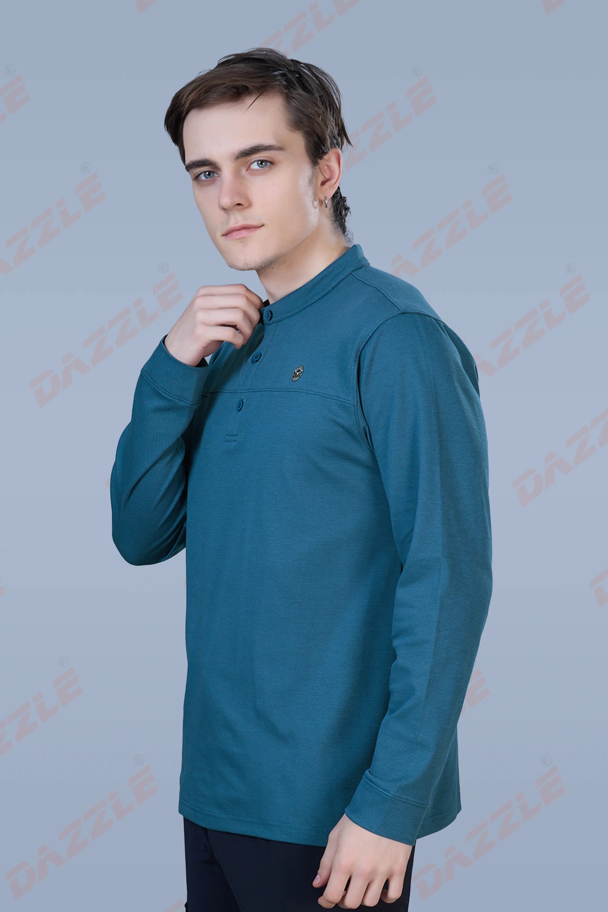 ATLAS FULL SLEEVES T-SHIRT - TEAL BLUE