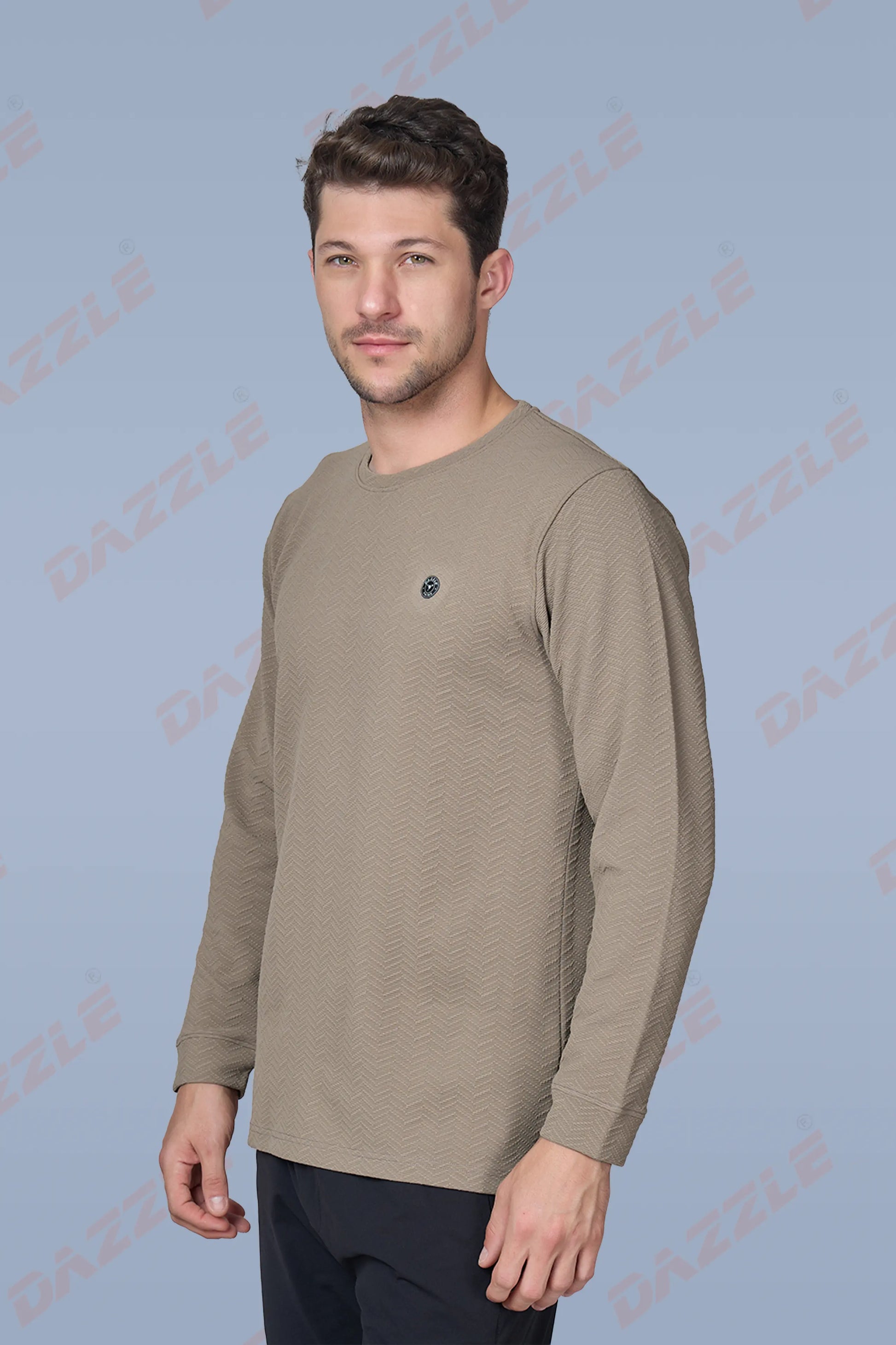 WAVE FULL SLEEVE TSHIRT- LIGHT BROWN