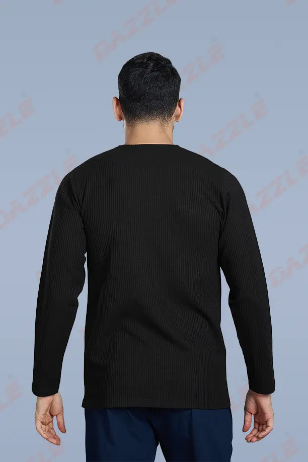 BOOST ROUND NECK FULL SLEEVE T SHIRT - BLACK