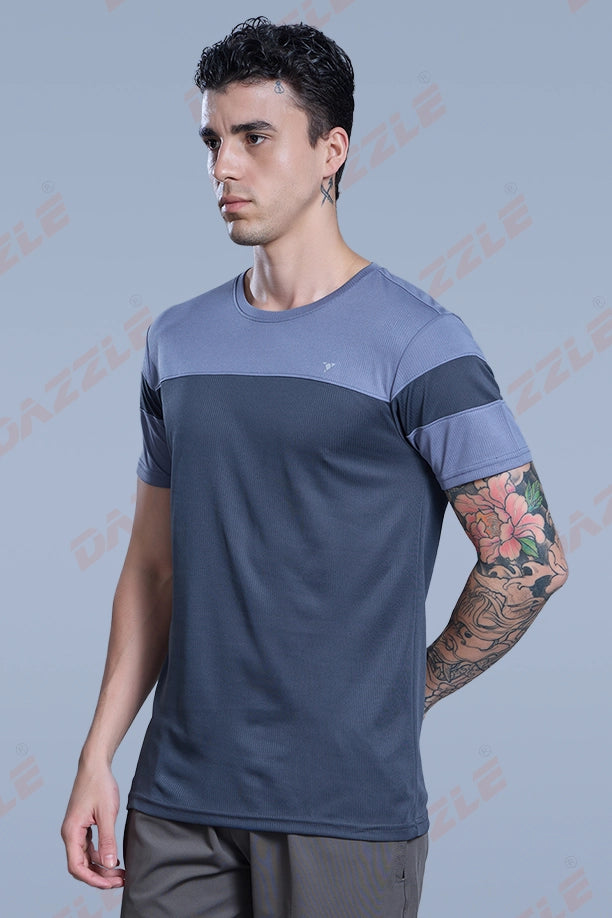 PRIDE ROUND NECK T-SHIRT - BLUE GREY DARKGREY