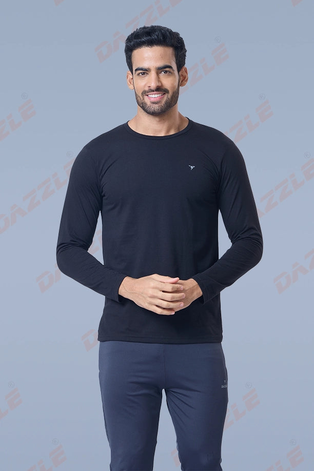 ROUND NECK T-SHIRT FULL SLEEVE (PC) - BLACK