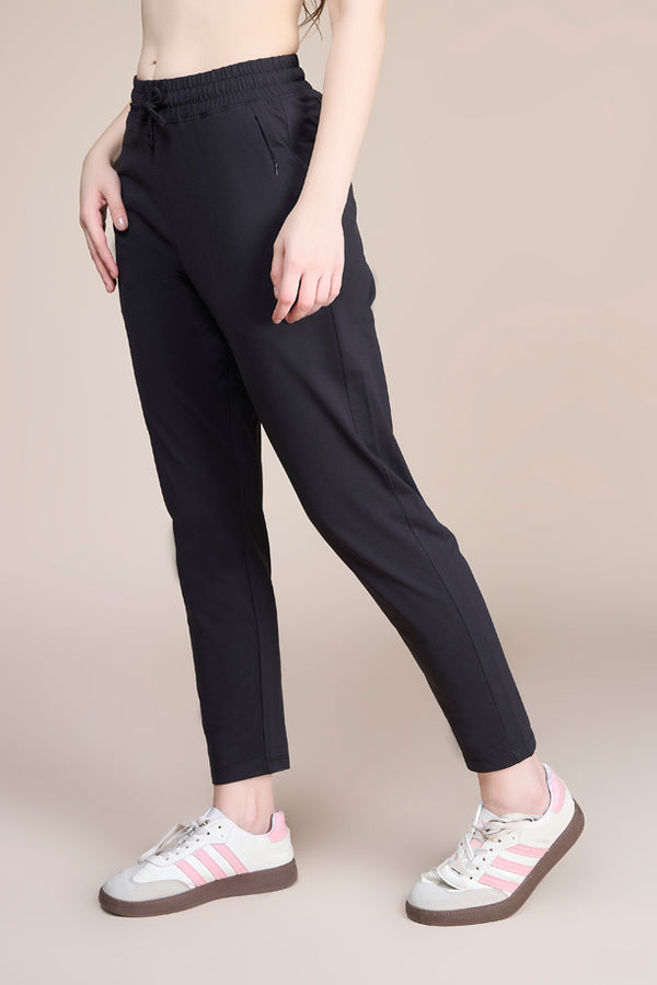 Women Solid Regular Fit Track Pants with COTEX