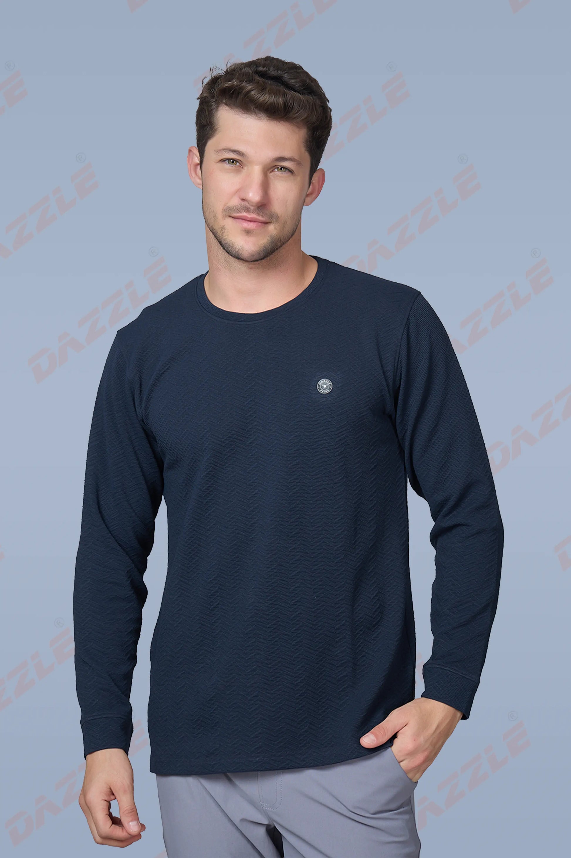 WAVE FULL SLEEVE TSHIRT- NAVY BLUE