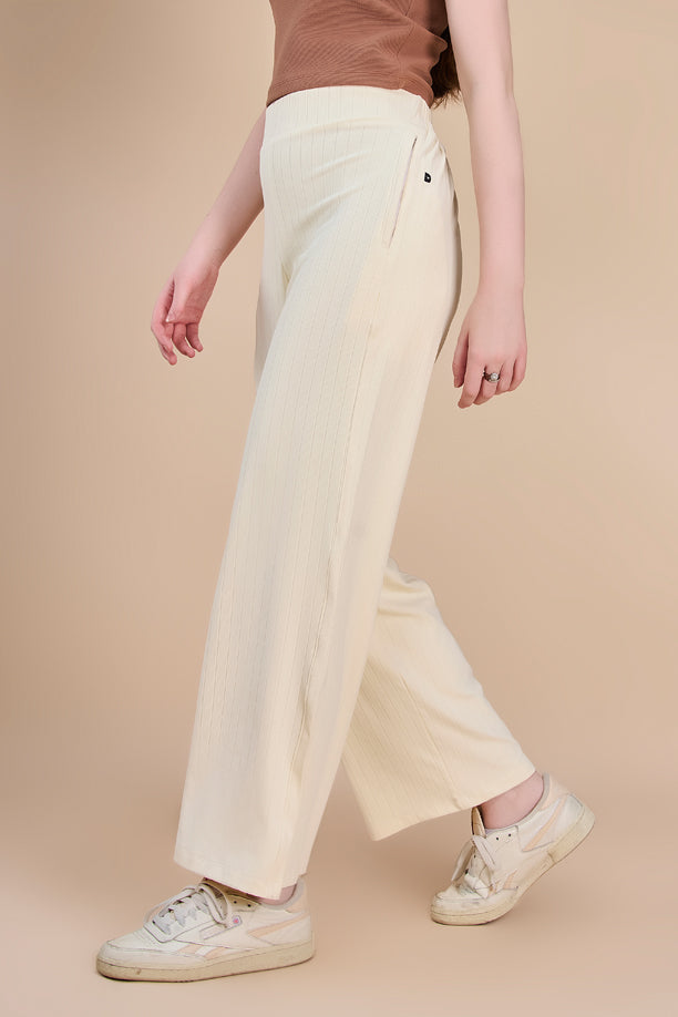 Women Textured Wide Leg Pants with COTEX