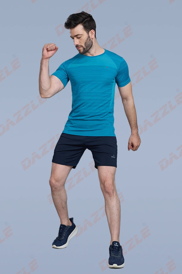 CRAZY FANCY ROUND NECK T-SHIRT - SEA BLUE