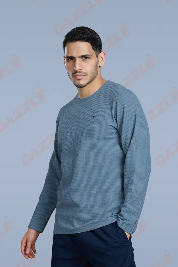 BOOST ROUND NECK FULL SLEEVE T SHIRT - CHINA BLUE