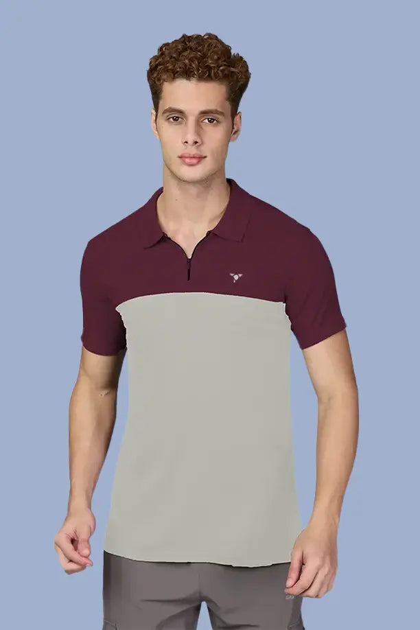 SPRING T SHIRT - MAROON CAMEL