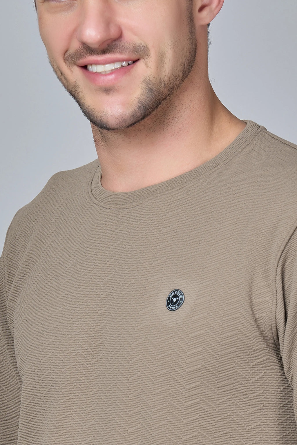 WAVE FULL SLEEVE TSHIRT- LIGHT BROWN