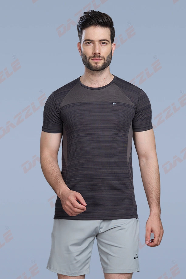 CRAZY FANCY ROUND NECK T-SHIRT - COFFEE