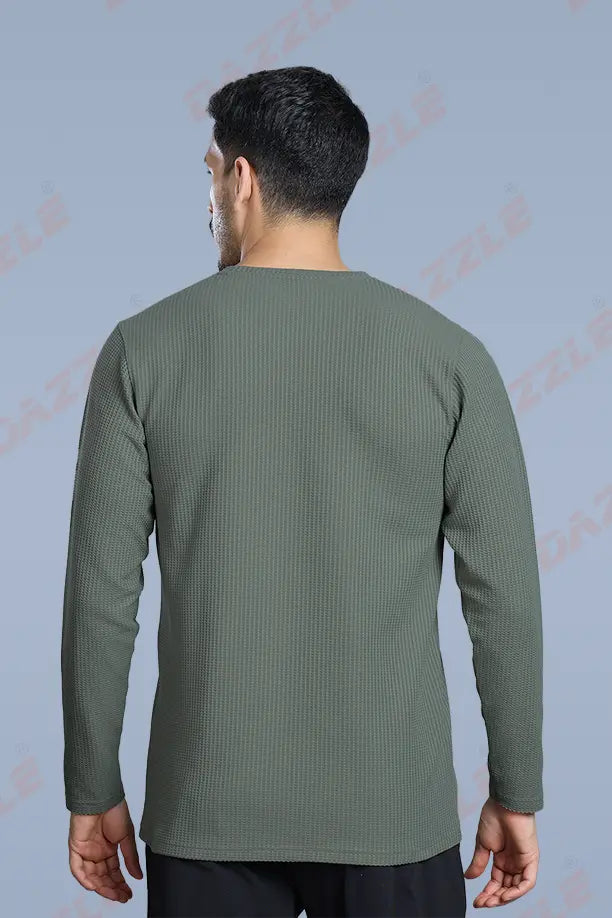BOOST ROUND NECK FULL SLEEVE T SHIRT - SMOCKY OLIVE